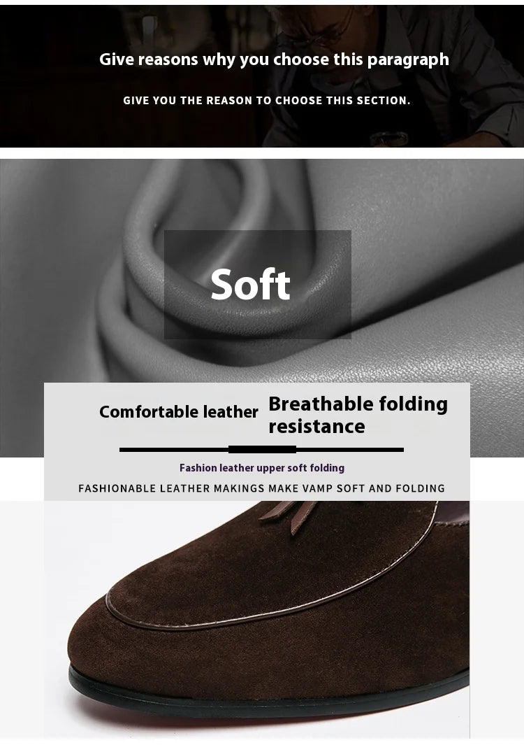Loafers men Korean version of the trend British fringe men's shoes suede sanded bean shoes a slip-on small leather shoes