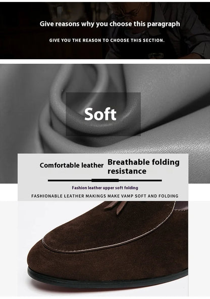 Loafers men Korean version of the trend British fringe men's shoes suede sanded bean shoes a slip-on small leather shoes