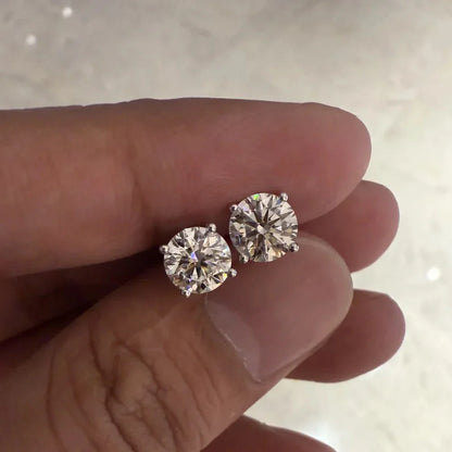 0.5-5carat Round brilliant Cut Moissanite Chain Earrings for Women Solitaire Lab Diamond Stud/Drop Earring 925 Silver with GRA