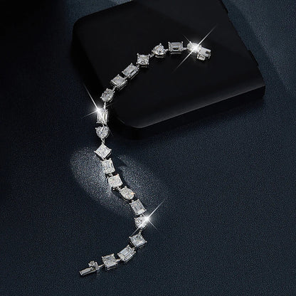 Irregular Full Moissanite Diamonds Bracelets for Women Princess Square Heart Emerald Cut Oval Shape Diamonds 925 Silver Bracelet