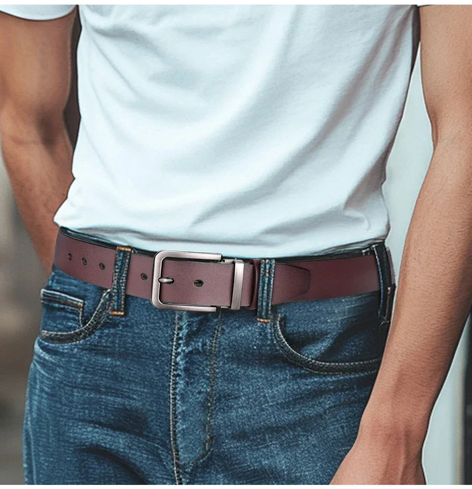 Genuine Leather Men's Belt Large Size Casual Belt   Alloy Pin Buckle Business Suit Belt Father's Day Present Gift