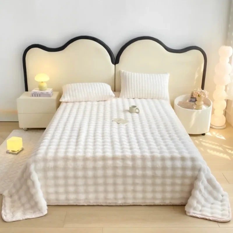 1pc Bubble velvet milk velvet blanket is soft  warm  breathable and can be used as a blanket  bed sheet  or blanket