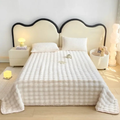 1pc Bubble velvet milk velvet blanket is soft  warm  breathable and can be used as a blanket  bed sheet  or blanket