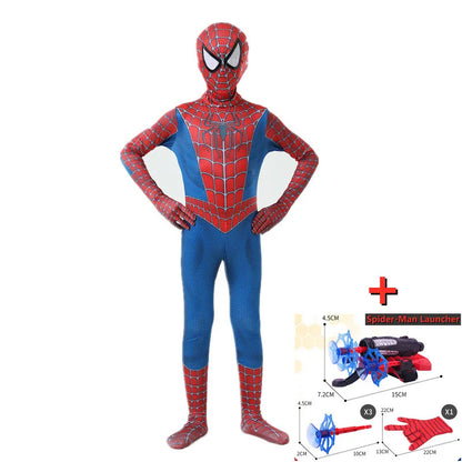 High Quality Kids Superhero Costume Spider Man Jumpsuit with Web Shooter Halloween Performance Outfit Holiday Gifts Boys Girls