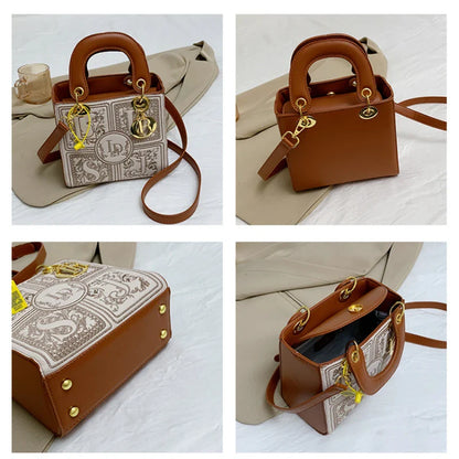 Fashion Top-Handle Bag for Ladies Elegant Handbag with Royal Embroidery Design Versatile Crossbody Style Women Handbags Hand Bag
