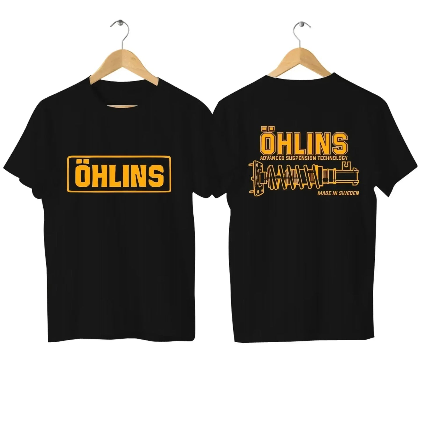 Tees Men Ohlins Shock Suspension Car Motorcycle Sport Racing T Shirt Summer Casual Oversized men's Short sleeve