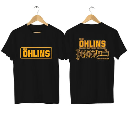 Tees Men Ohlins Shock Suspension Car Motorcycle Sport Racing T Shirt Summer Casual Oversized men's Short sleeve