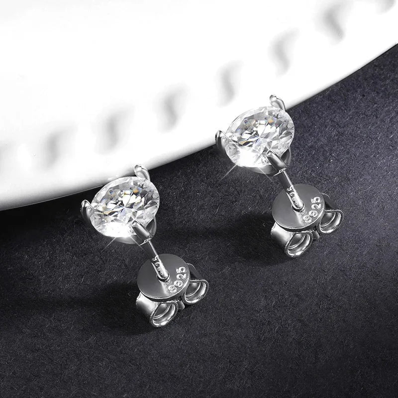 2 in 1 Full 5mm D Color Moissanite Stud Earrings for Women S925 Silver 2cttw All Diamond Earring Pierced Ear Fine Jewelry