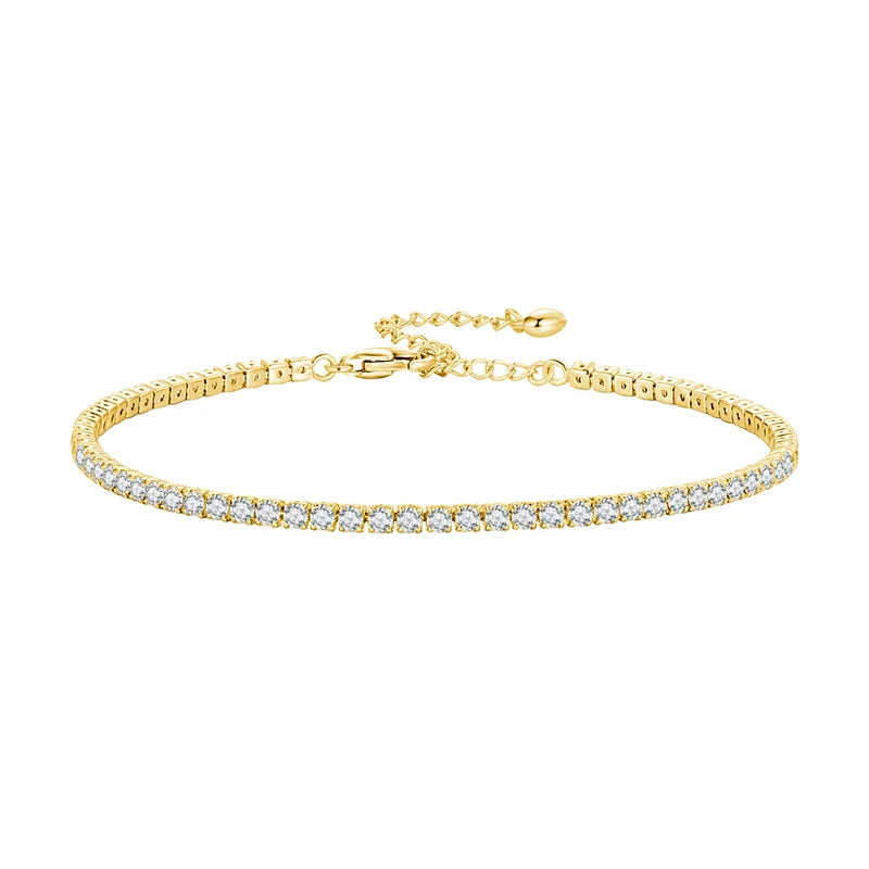 925 Sterling Silver Women Adjustable Tennis Bracelet - Platinum Plated Clear 3mm Cubic Zirconia Classic Tennis Bracelet