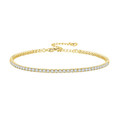 925 Sterling Silver Women Adjustable Tennis Bracelet - Platinum Plated Clear 3mm Cubic Zirconia Classic Tennis Bracelet