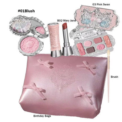 Makeup Set Box Full Swan Bear Garden Collection Embossed Blush Shine Lipstick Kit Foundation  All in Maquiagem Kit