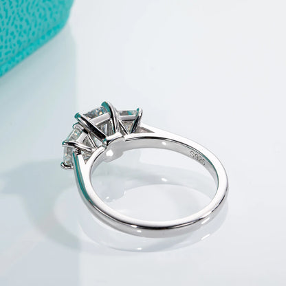 1.6cttw Emerald Cut D Color Moissanite Ring 18K Gold Plated 925 Sterling Silver Engagement Wedding Rings For Women