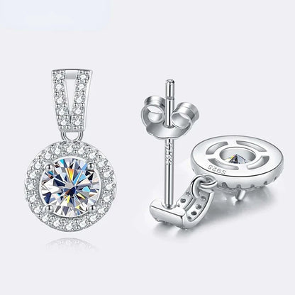 2ct total Moissanite Jewelry Set Sterling Silver 925 Necklace Earrings Fine Jewerly Wedding Set Pass Dismond Tester