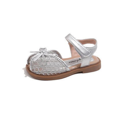 New Summer Girls Sandals Princess Beach Shoes Braided Peep-toe Kids Sandals Butterfly-knot Sweet Soft Breathable Footwear I10317
