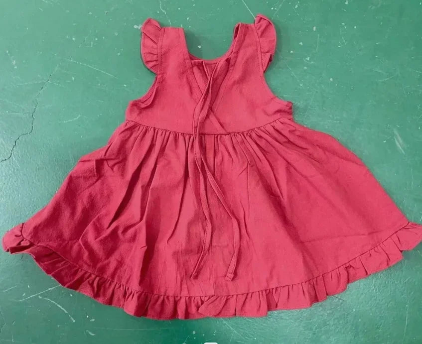 Korean Style New Summer Clothes for Baby Girl Dress Back V-neck Sleeveless Princess Dress Loose Doll Skirt Kids Clothes E1158
