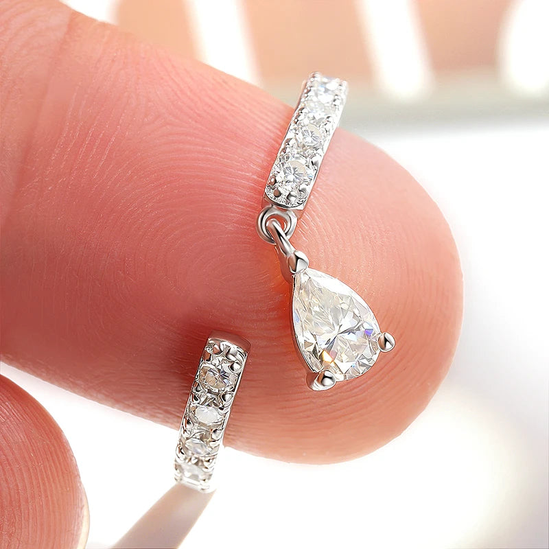 0.5CT Pear Cut All Moissanite Ring for Women Girlfriend Gifts Luxury Jewelry Lab Diamond Wedding Band 925 Sterling Silver