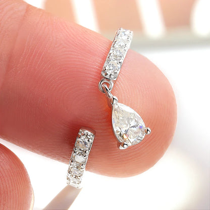 0.5CT Pear Cut All Moissanite Ring for Women Girlfriend Gifts Luxury Jewelry Lab Diamond Wedding Band 925 Sterling Silver
