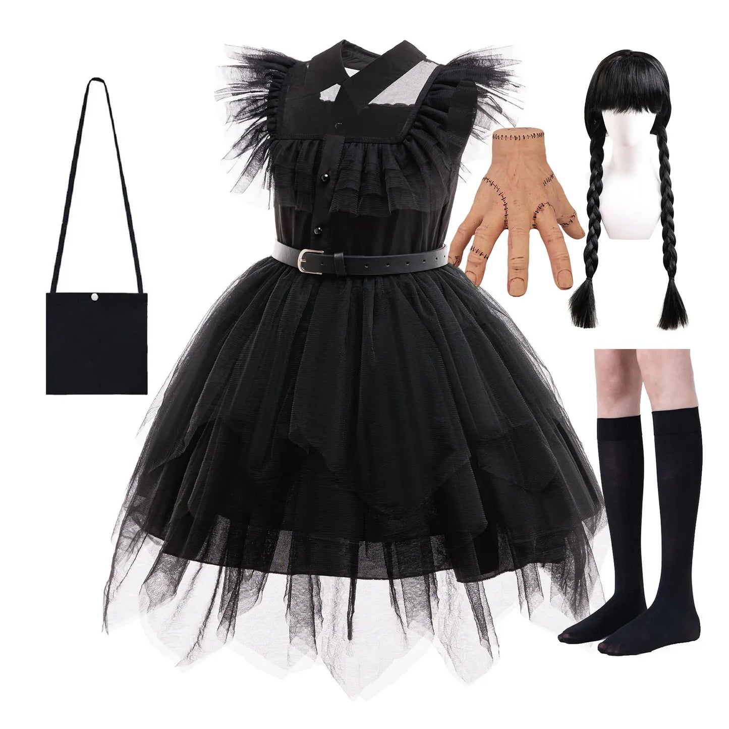 Weirdo Family Costume with Belt Halloween Role Play Gothic Cosplay Apparel The Day Begin with W Birthday Party Ball Gown Dresses