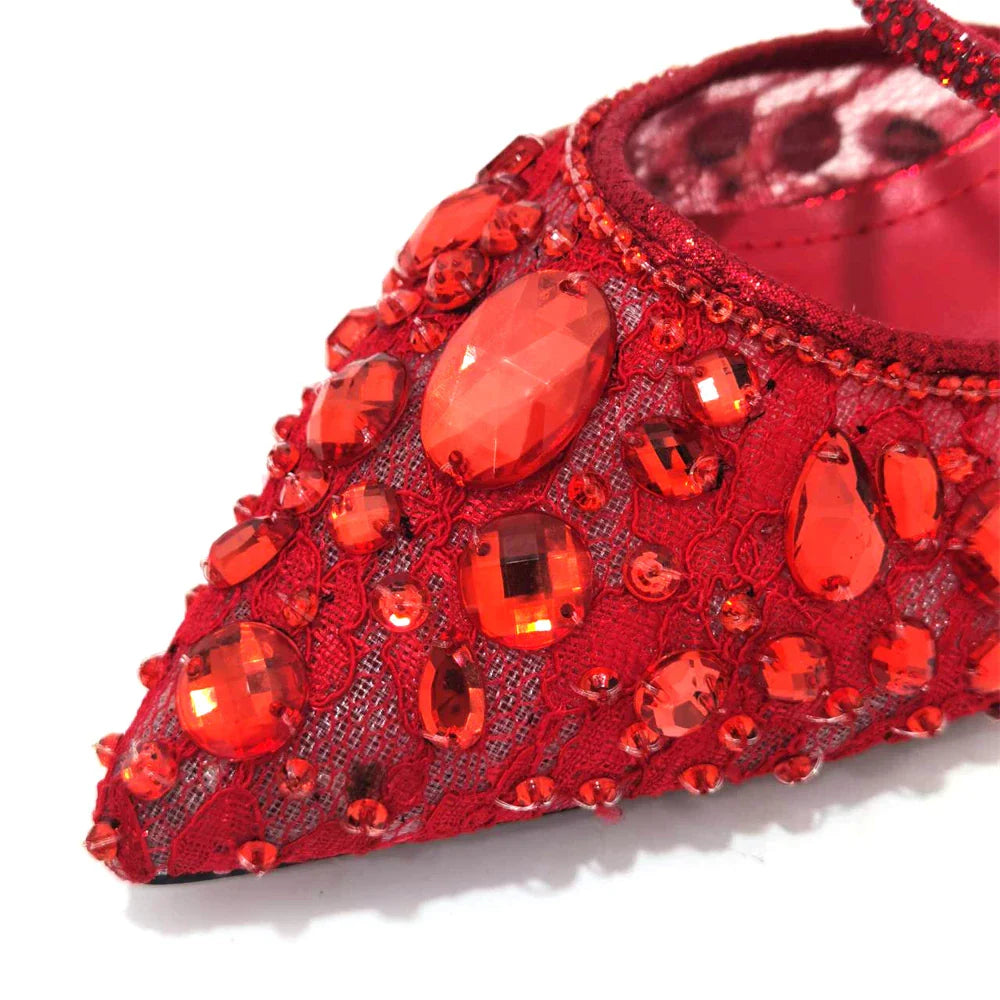 Newest INS Style Lace Elegant High Heels Pointed-Toe Nigeria Popular Design African Ladies Shoes And Bag Set