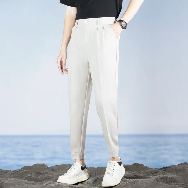 Korean Fashion Summer Men's Casual Harem Pants High Street Loose Bound Feet Sweatpants Male Black Gray White Jogging Trousers