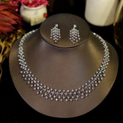 Fashion CZ Bride Indian Jewelry Set for Women Water Drop Wedding Design Choker Necklace Girlfriend birthday Gifts X0520