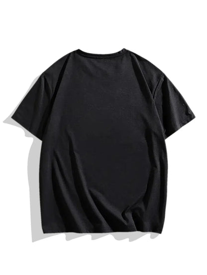 Men's summer 100 cotton fashionable casual loose plus size Compass pattern printed sports round neck short sleeved T-shirt top