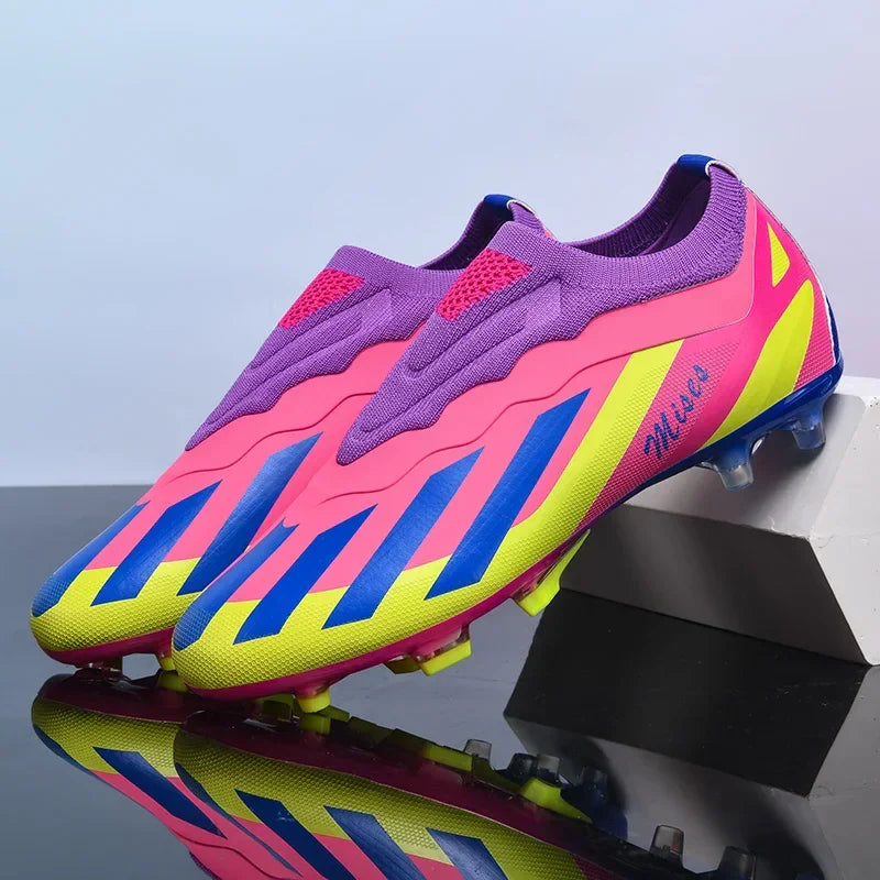 New Men Outdoor Football Boots Cleats Soccer Shoes Long Spikes FG Boys Non Slip Sport Training Breathable Match Comfortable