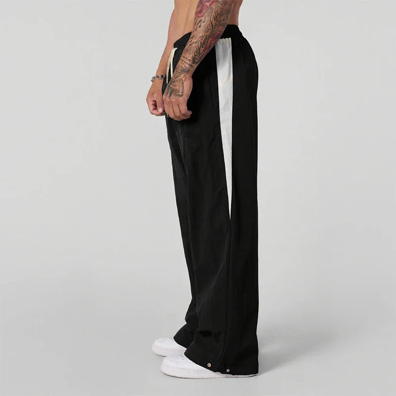 2025 Autumn New Track Pants Men's Loose Casual Pants Wide Leg Trendy Sports Splicing Breathable Pants American Sports Pants