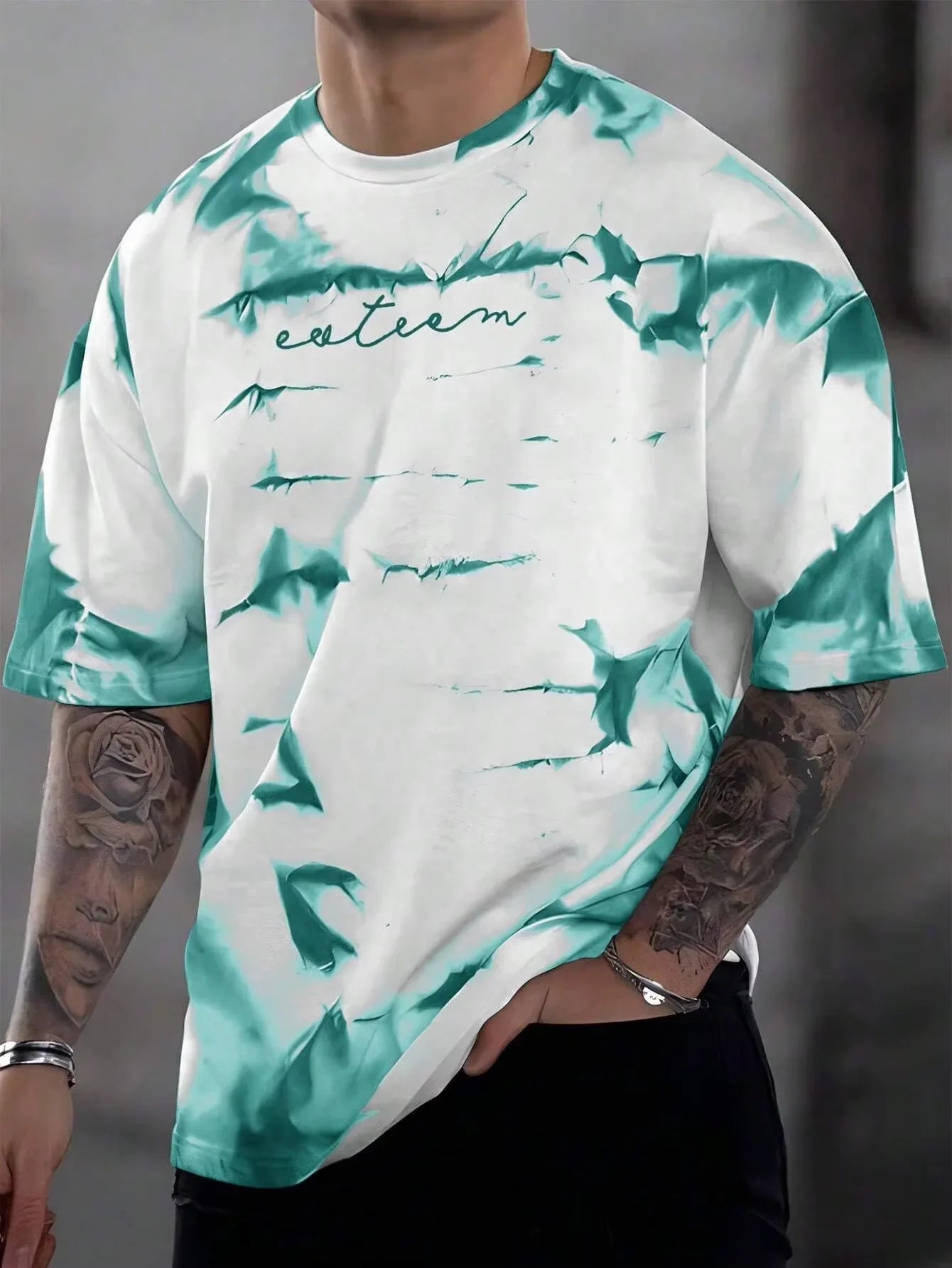 3D Printing Summer New Men's Casual Simple Short-Sleeved T-Shirt Polyester Fiber Comfortable Breathable Printed Short-Sleeved