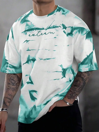 3D Printing Summer New Men's Casual Simple Short-Sleeved T-Shirt Polyester Fiber Comfortable Breathable Printed Short-Sleeved