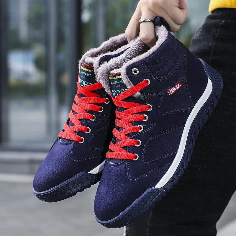 New Winter Sneakers for Men, Velvet Warm High-Top Cotton Shoes, Korean Style Casual Snow Boots, Boots, Men's Shoes, Autum Skateboard Shoes
