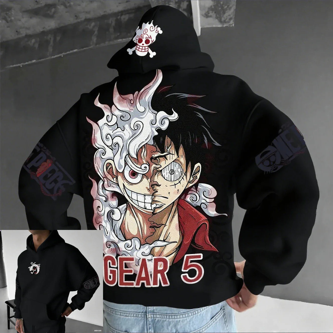 ONE PIECE Anime Luffy Joint Men's Hoodie Spring and Autumn New Large Daily Loose Japan Harajuku Parent-Child Pullover Top