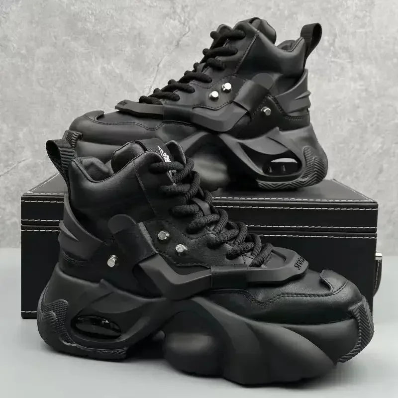 Men's Boots High Top  New Trend Wear-resistant Synthetic Leather Boots Casual Lace Up Height Increasing Fashion Boots 2025