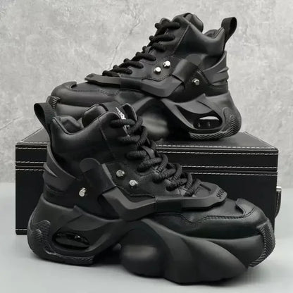 Men's Boots High Top  New Trend Wear-resistant Synthetic Leather Boots Casual Lace Up Height Increasing Fashion Boots 2025