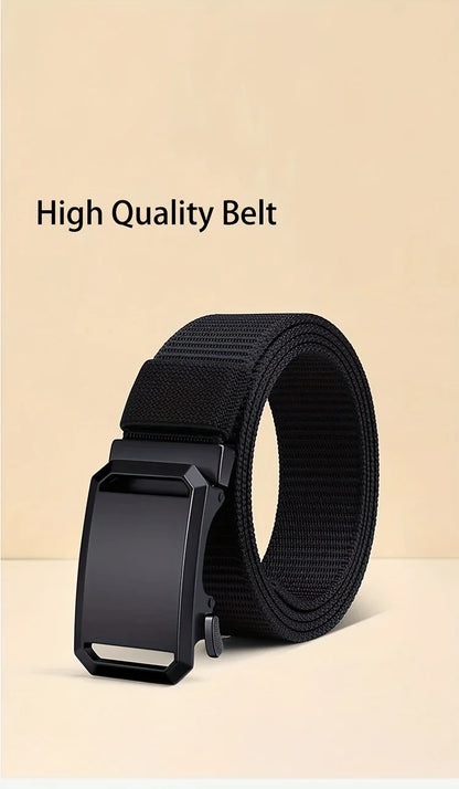 Tactical Belt For Men Canvas Automatic Buckle Belt Man Durable Casual Outdoor Hunting Adventures Training Pants Waist Belt Golf