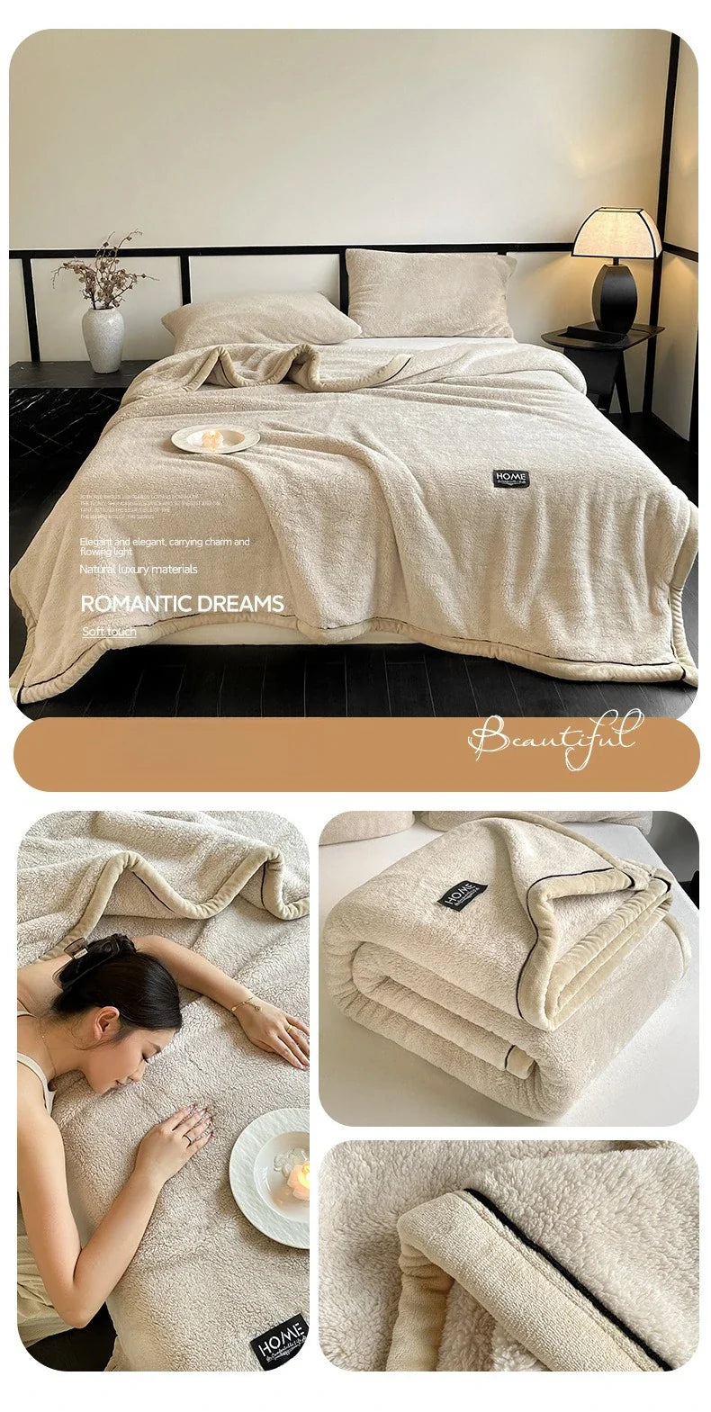 New Grade A Half-sided Velvet Autumn Winter Keep Warm Blankets for Bed Soft Fluffy Warmth Sofa Blanket Shawl Napping Blankets