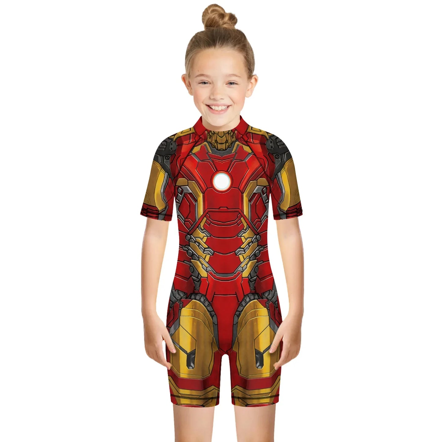 Children One Pieces Swimsuit Superhero 3D Print Playsuit Child Short Sleeve Swimwear Beach Bathing Suit Swim Wear For Boys Girls