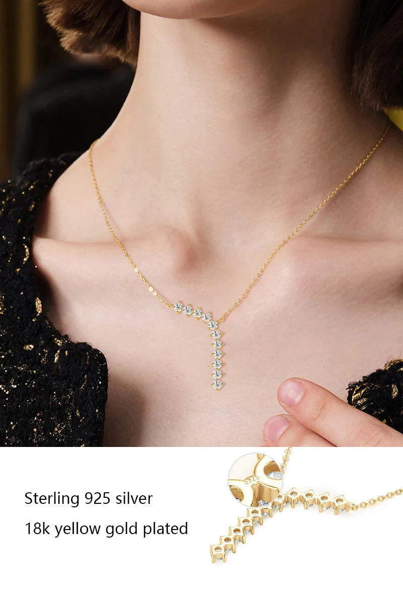 1.7cttw D color Moissanite Earrings Necklace 925 Sterling Silver Y-Shaped Pendant Necklaces Jewelry Set For Women Charming Gift