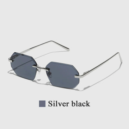 Sunglasses Men Brand Designer Fashion Rimless Sun Glasses Shades Diamond Cut Lens Ladies Frameless Metal Eye glasses