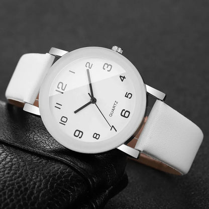 1/2PCS Fashion Couple's Watches Leather Strap Wristwatch Men Women Casual Arabic Dial Quartz Watches (Without Box)