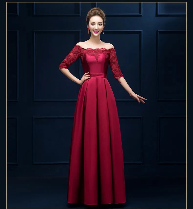 Luxury Lace Appliques Evening Dresses Elegant Satin A Line Embroidery Lace Up Prom Gowns Formal Party Vestido De Gala For Bride