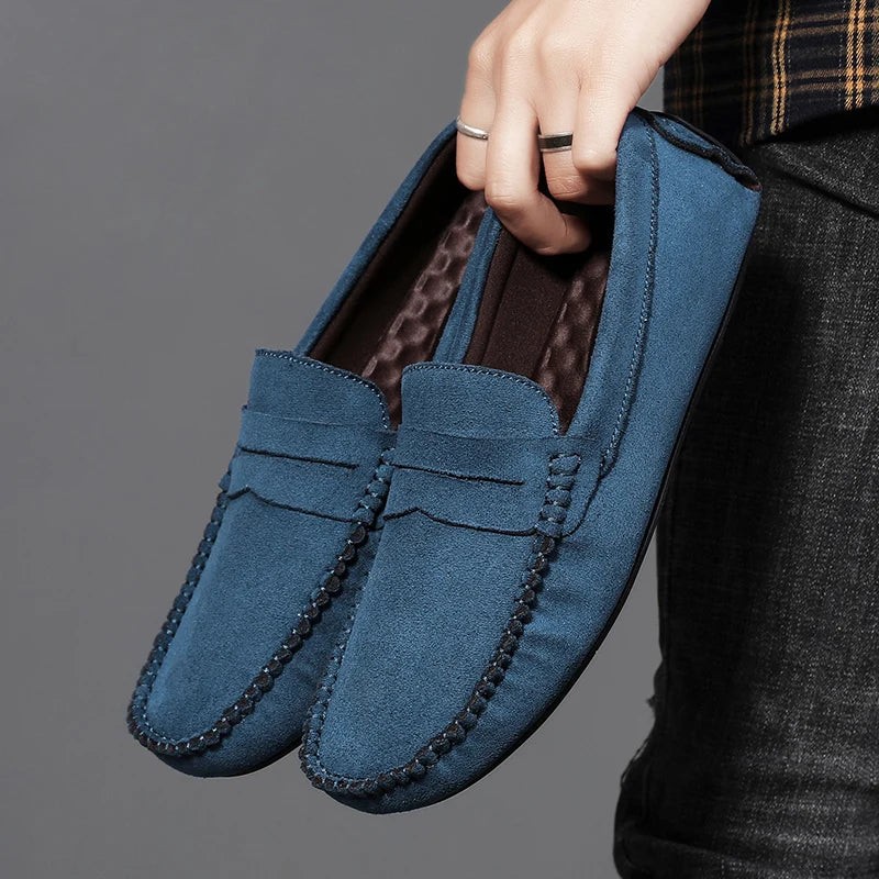 Sapatos Masculinos Casuais de Camurça, Respiráveis, de Couro, Loafers Masculinos, Slip-on, Sapatos de Dirigir Masculinos, Marca de Luxo, Sapatos Náuticos Confortáveis