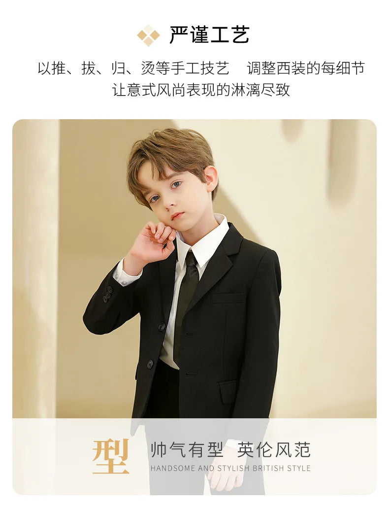 Spring Autumn Children Boy Wedding Suit Teenager Kids Formal Elegant Suits For Boy 1-14  Years Boys Suits Outfits Set