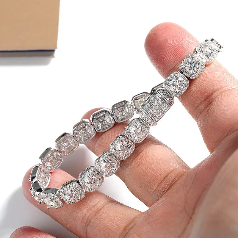 All Moissanite Tennis Bracelet Original s925 Sterling Silver Plated 18k White Gold with GRA Bracelets for Women Man