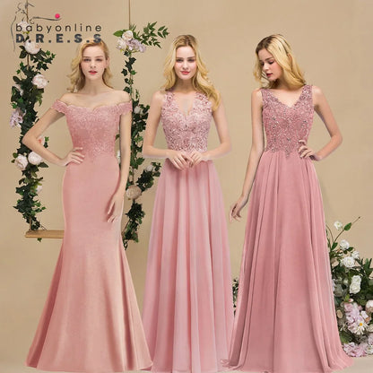 Vestido de Madrinha com Gola Halter Renda Pérolas Corpete Saia Longa até o Chão Chiffon Sexy Costas Abertas Roupa de Casamento