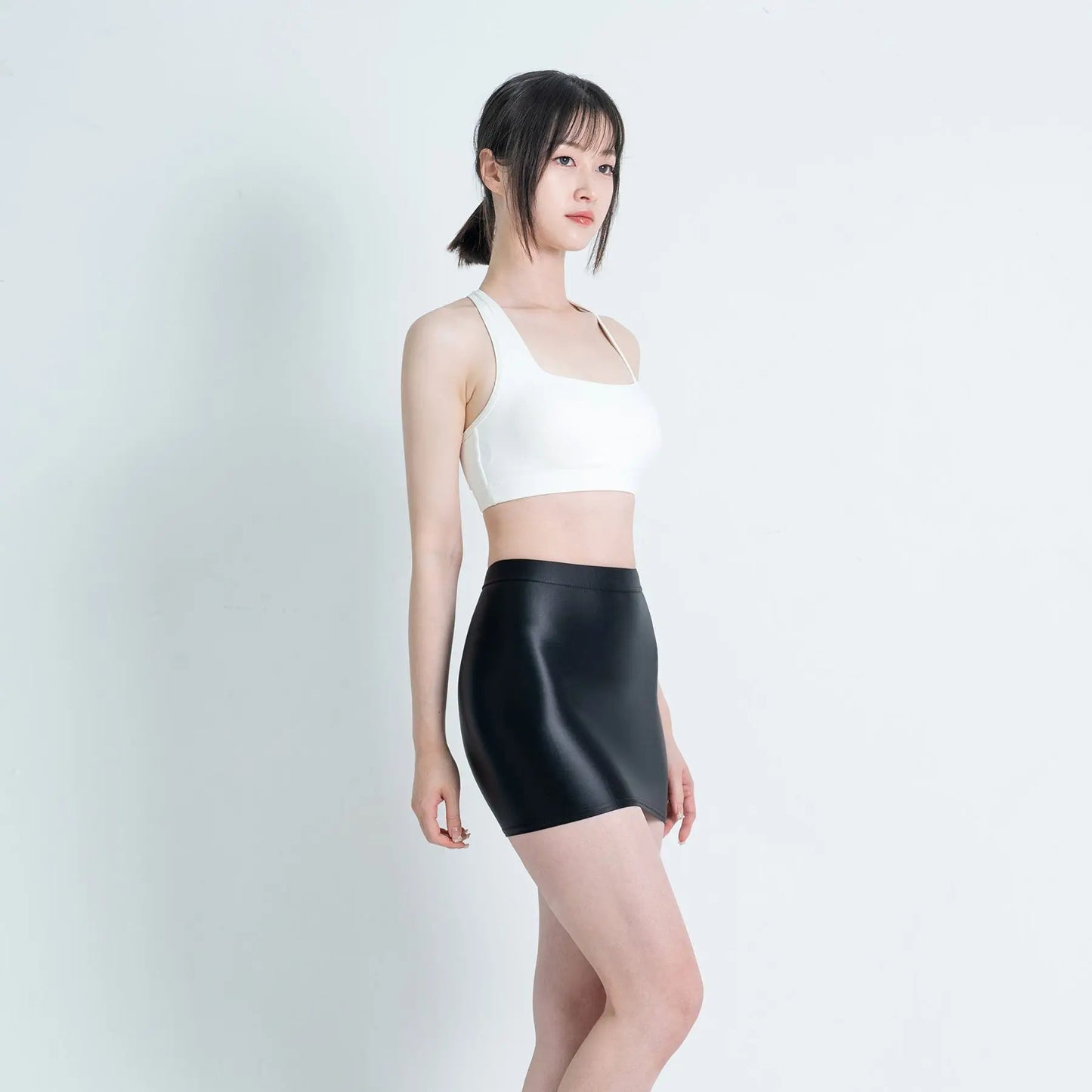 satin glossy Skirt Elastic Smooth Gloss Tight Skirt Oil Solid Color Half Skirt Satin glossy Wrap Hip Short Skirt