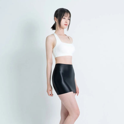 satin glossy Skirt Elastic Smooth Gloss Tight Skirt Oil Solid Color Half Skirt Satin glossy Wrap Hip Short Skirt