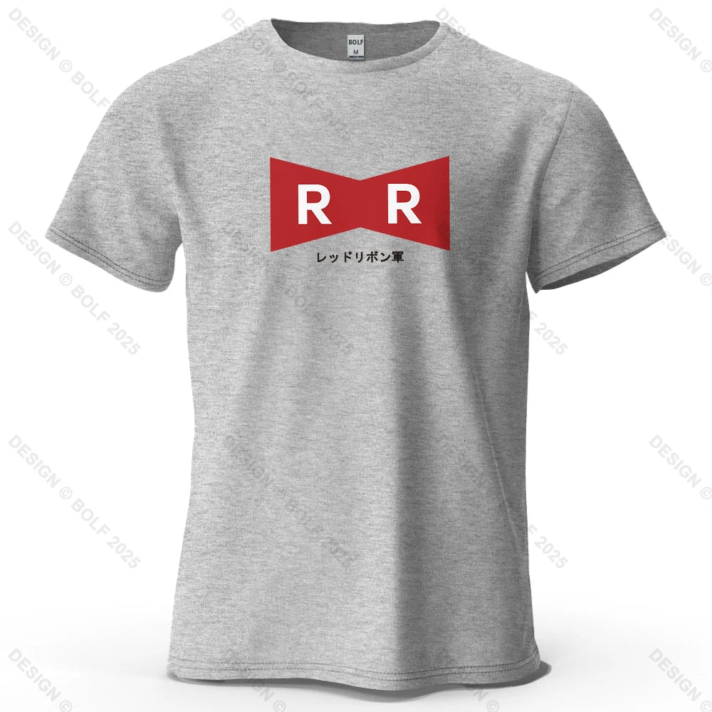 Red Ribbon Army Printed Men's T-Shirt 100% Cotton Oversized Anime Graphic Tees for Women Tops Tees Casual Streetwear