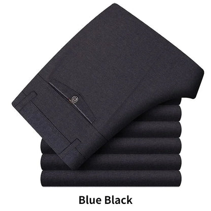 Mens Formal Pants Summer Thin Autumn Thick Black Blue Grey Stretch Bussiness Loose Suit Office Plus Size Trousers GOZBKF