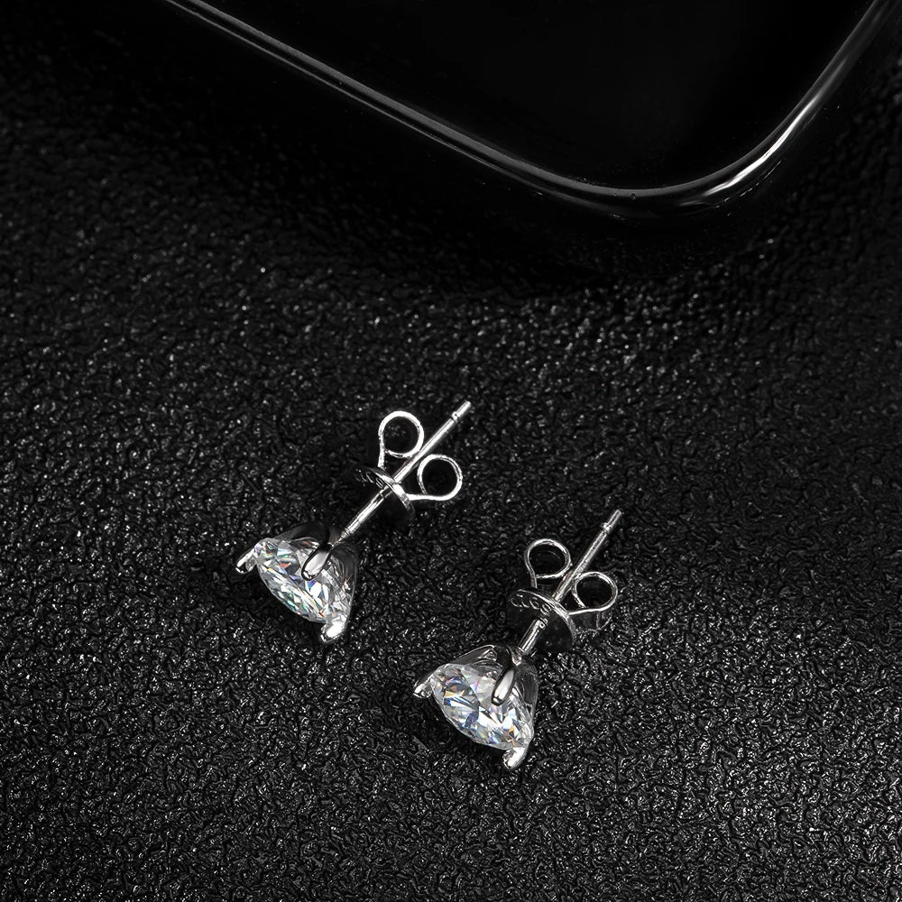 D VVS1 Round Moissanite Earring 3 Prongs Setting Classic Trendy Women Man Fine Jewelry GRA Certified 925 Sliver Earring